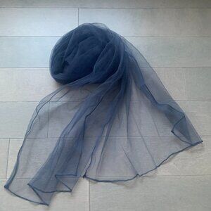 Sheer Navy Blue Organza Shawl